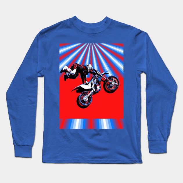 Retro Motocross Rider Design Long Sleeve T-Shirt by Highseller